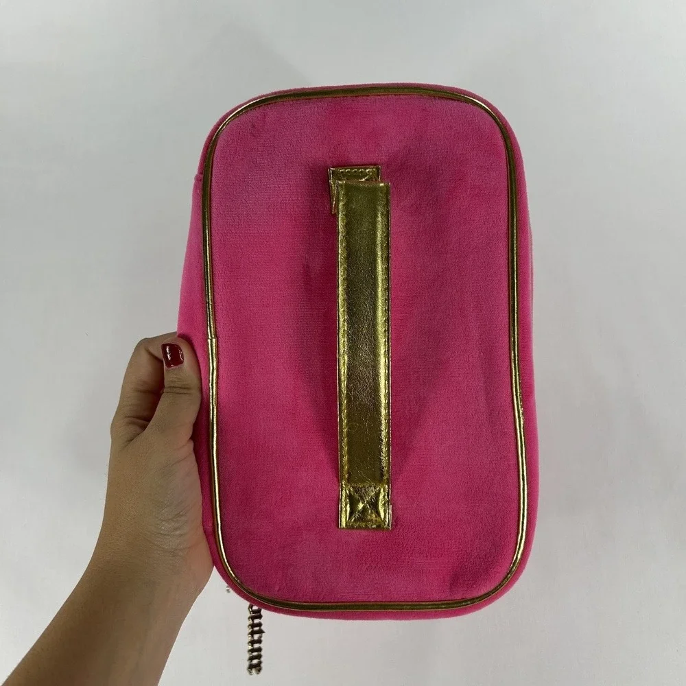 Juicy Couture Vintage Y2K Toiletry Case Rhienstone Pink And Gold Velour